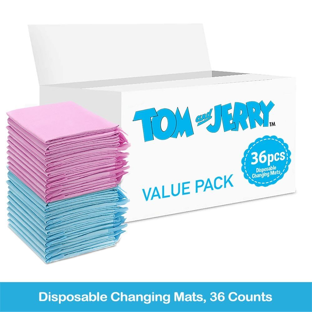 Tom & Jerry - Disposable Changing Mats - 36pcs - Pink/Blue