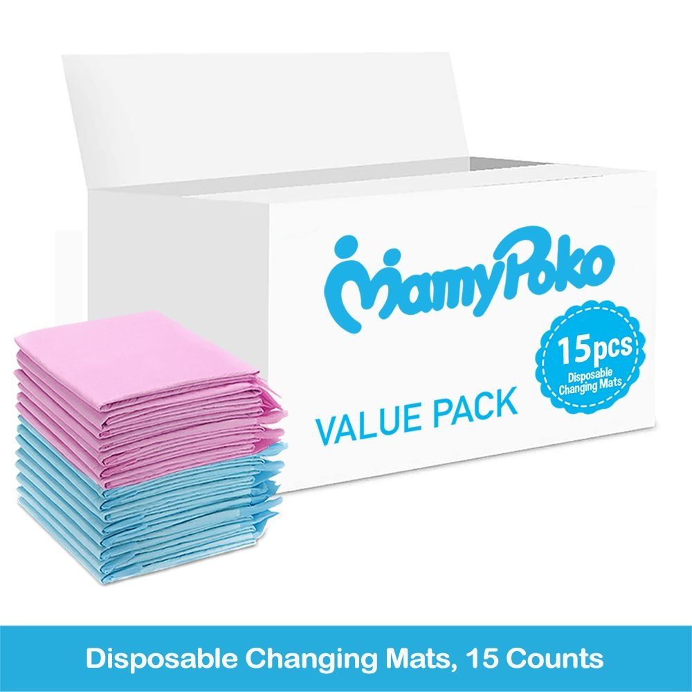 MamyPoko - Disposable Changing Mats - 15pcs - Pink/Blue