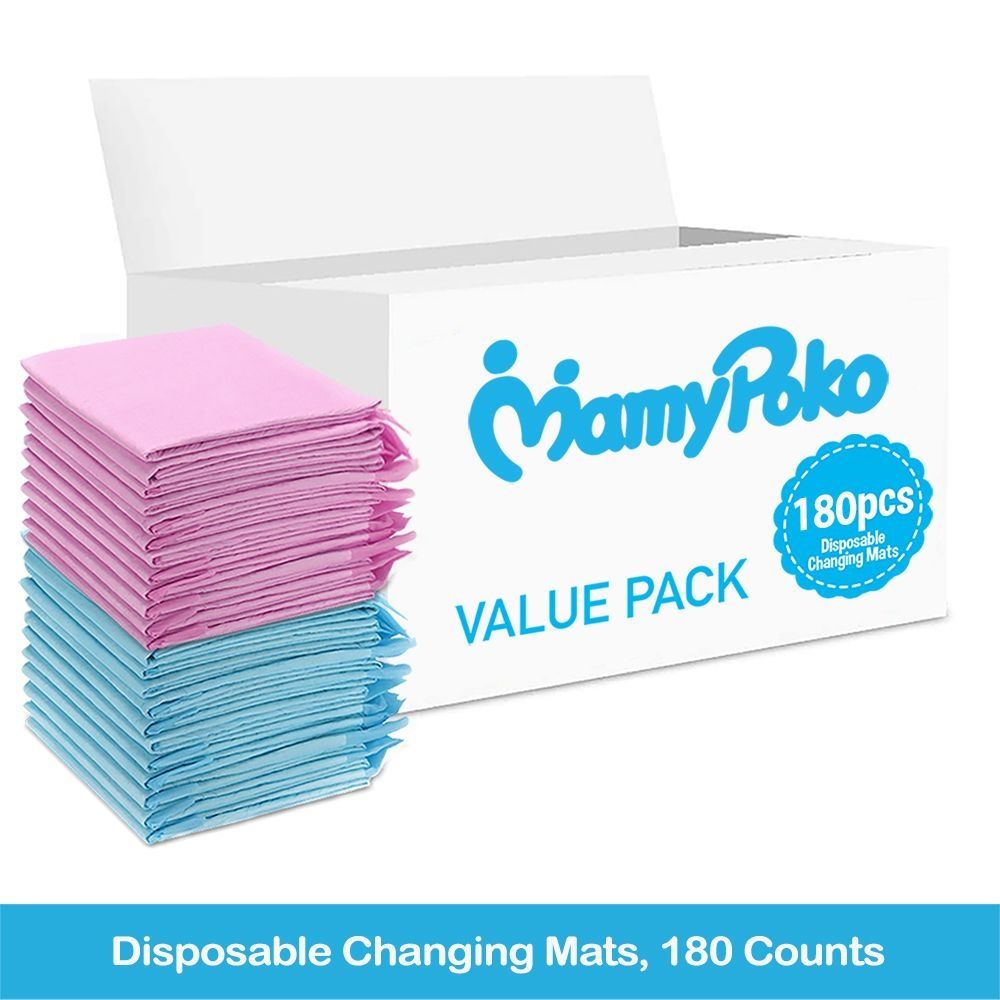 MamyPoko - Disposable Changing Mats - 180pcs - Pink/Blue