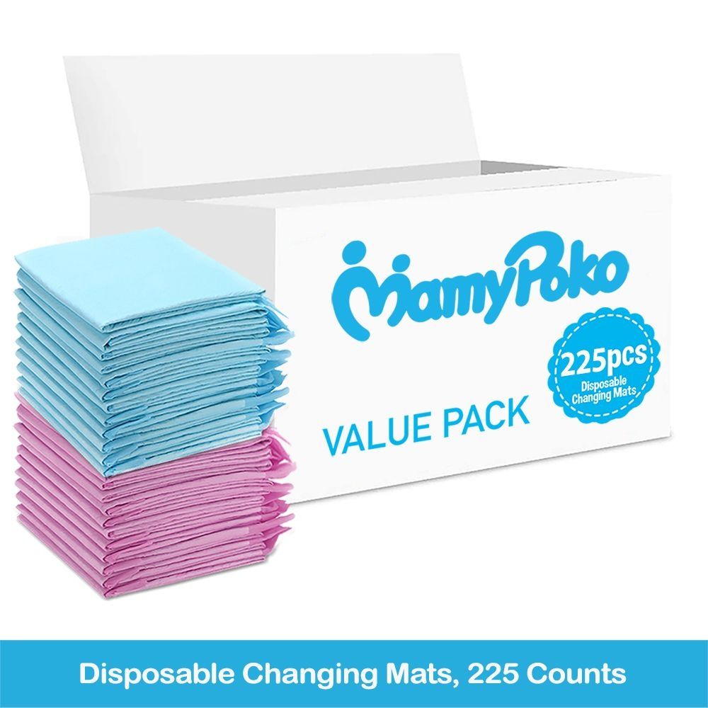 MamyPoko - Disposable Changing Mats - 225pcs - Blue/Pink