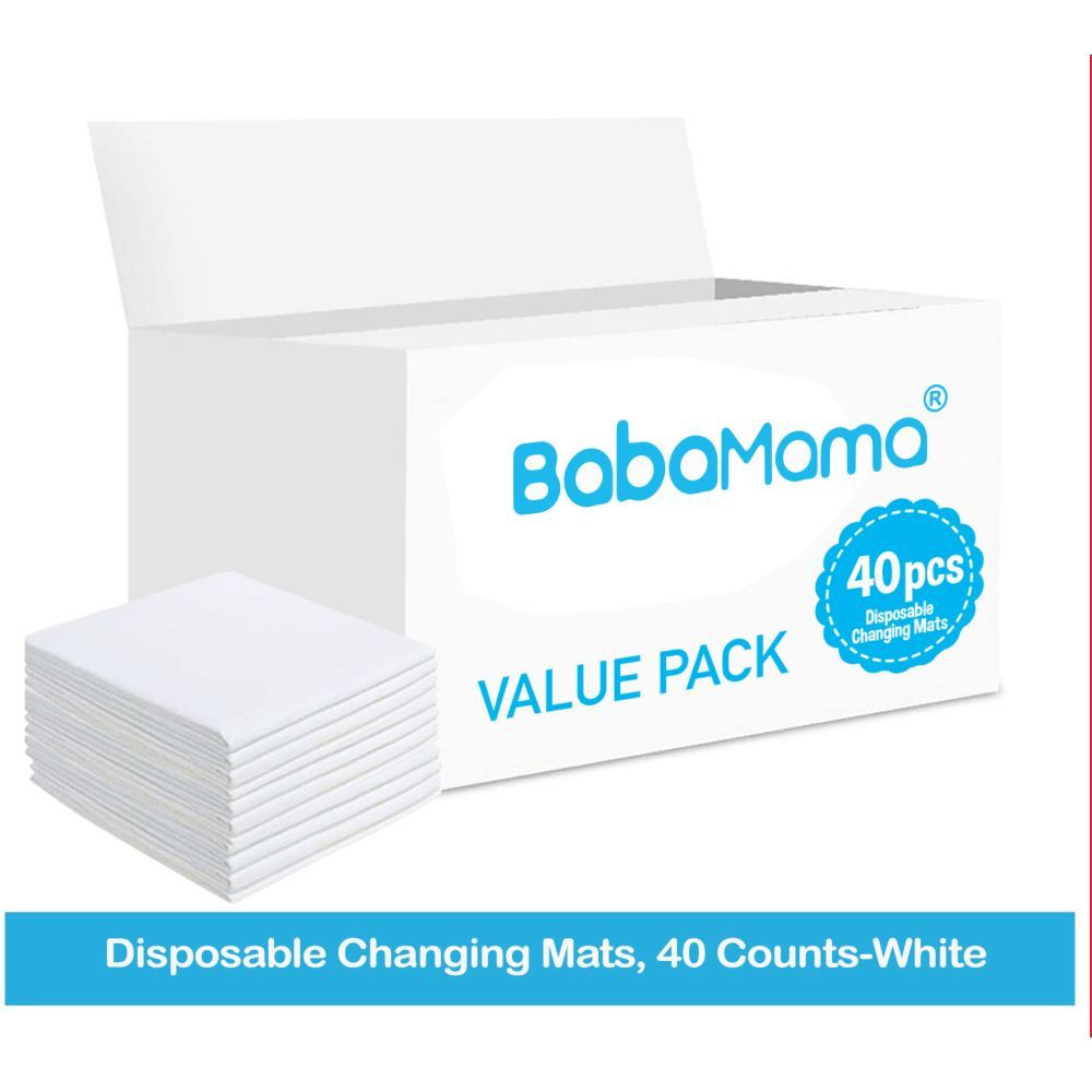 BabaMama Disposable Changing Mats, 40 Counts-White