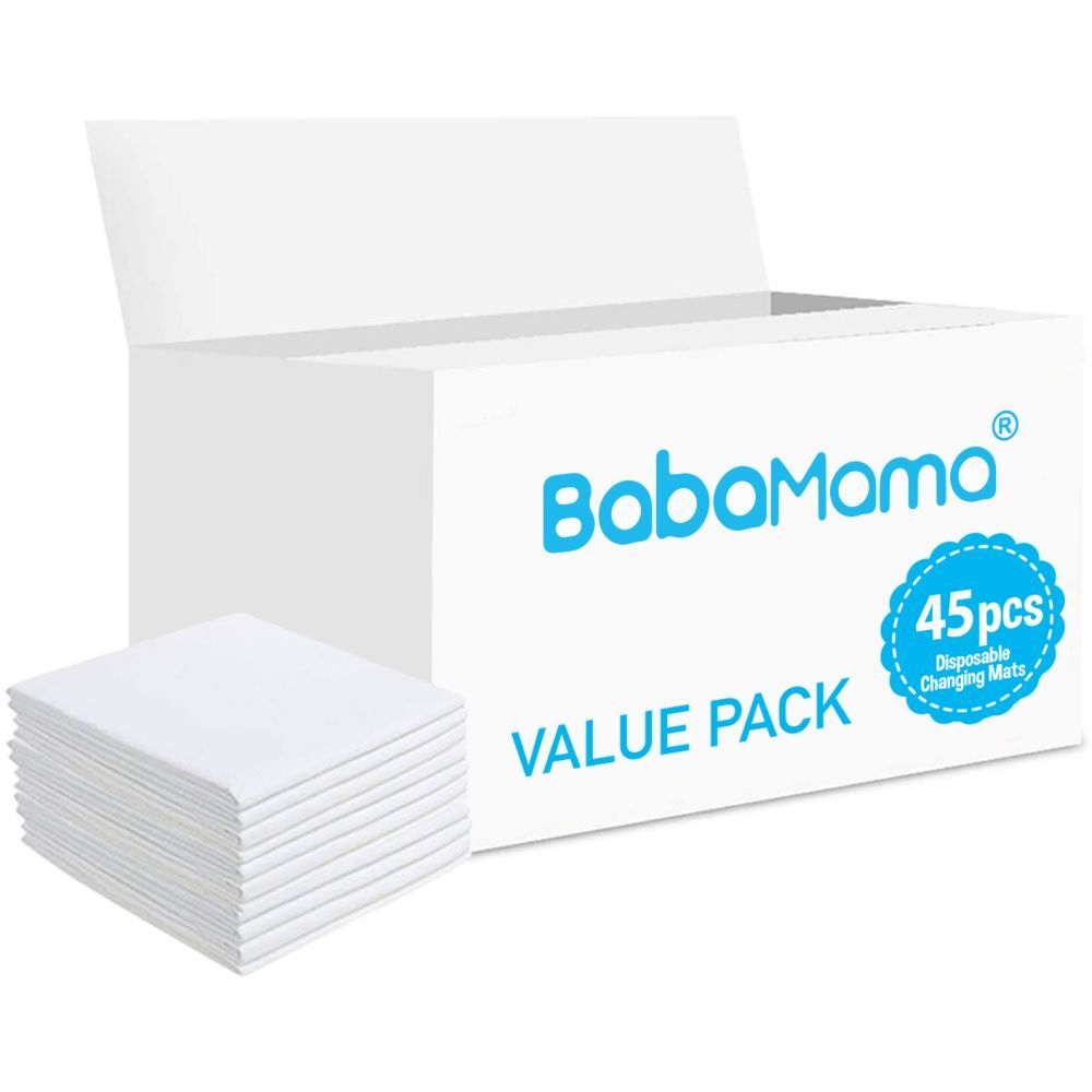 BabaMama Disposable Changing Mats, 45 Counts-White