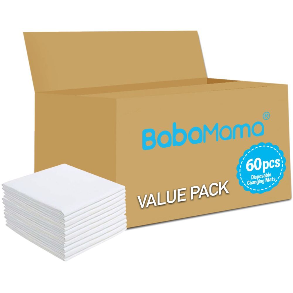 BabaMama Disposable Changing Mats, 60 Counts-White