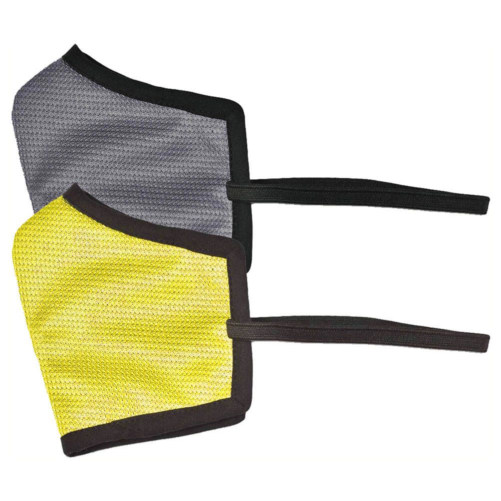 Swayam 4-Layer Protective Face Mask Pack Of 2, Grey & Yellow