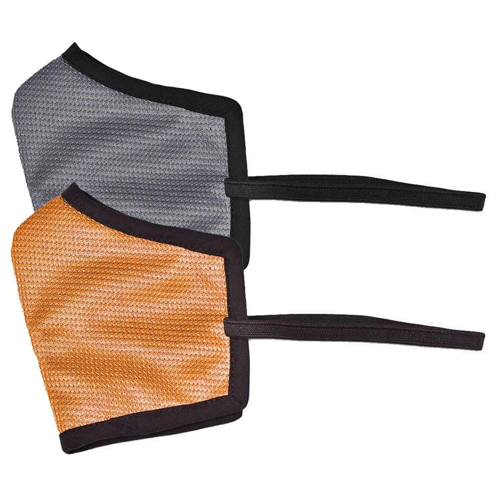 Swayam 4-Layer Protective Face Mask Pack Of 2, Grey & Orange