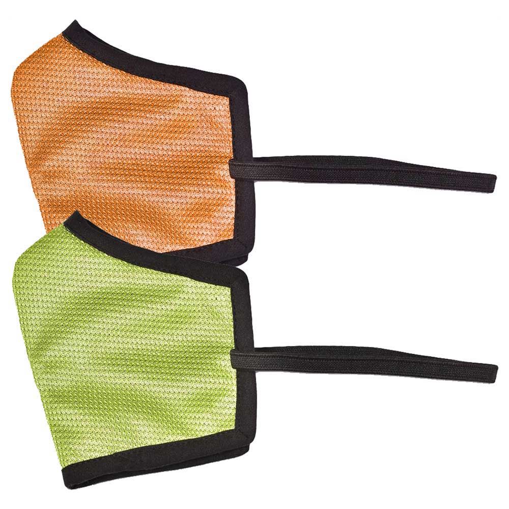 Swayam 4-Layer Protective Face Mask Pack Of 2 Green & Orange