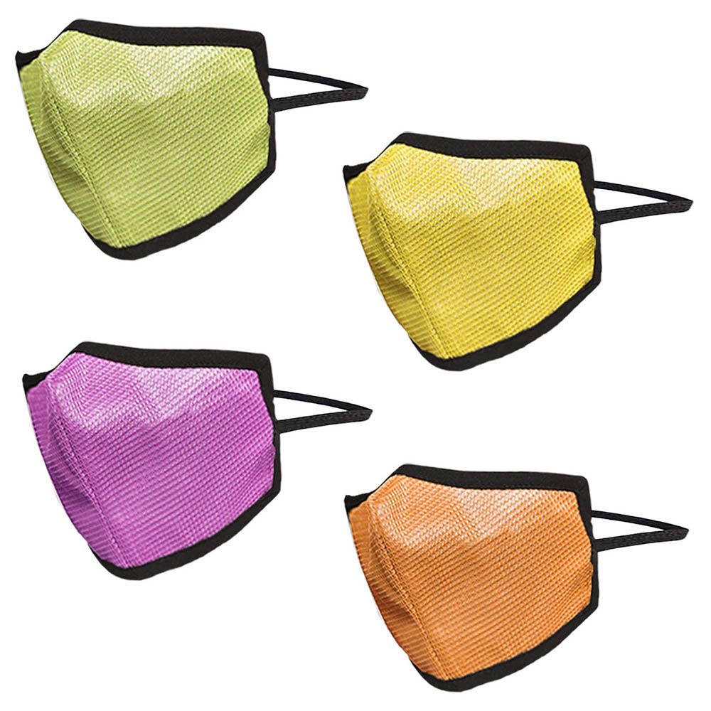 Swayam - Pack Of 4 Face Mask - Orange, Green, Yellow & Pink