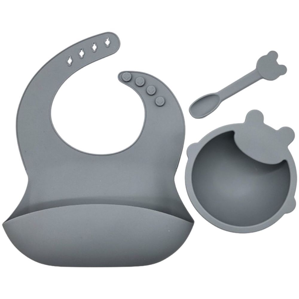 Pixie Baby -  Silicone Feeding Set - Gray