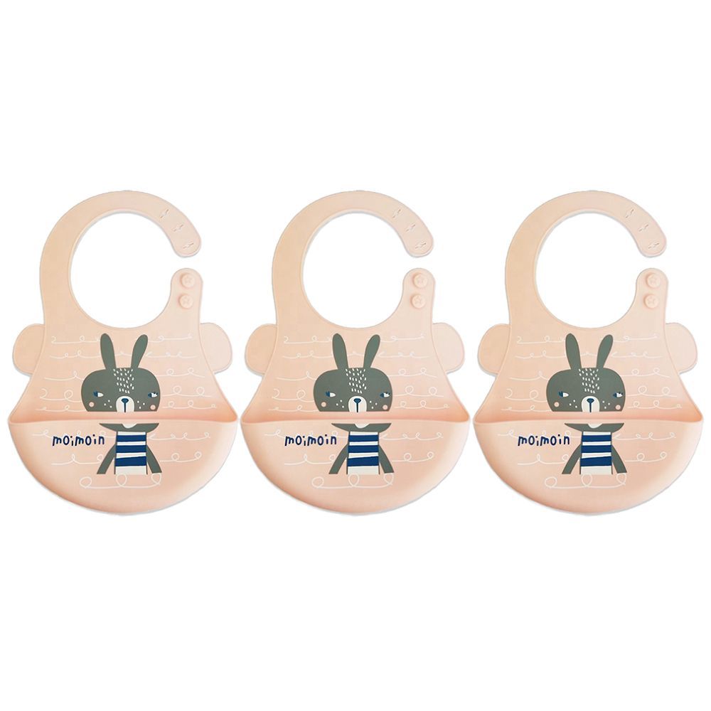 Pixie Baby - Silicone Bibs , Pack of 3 - Squirrel