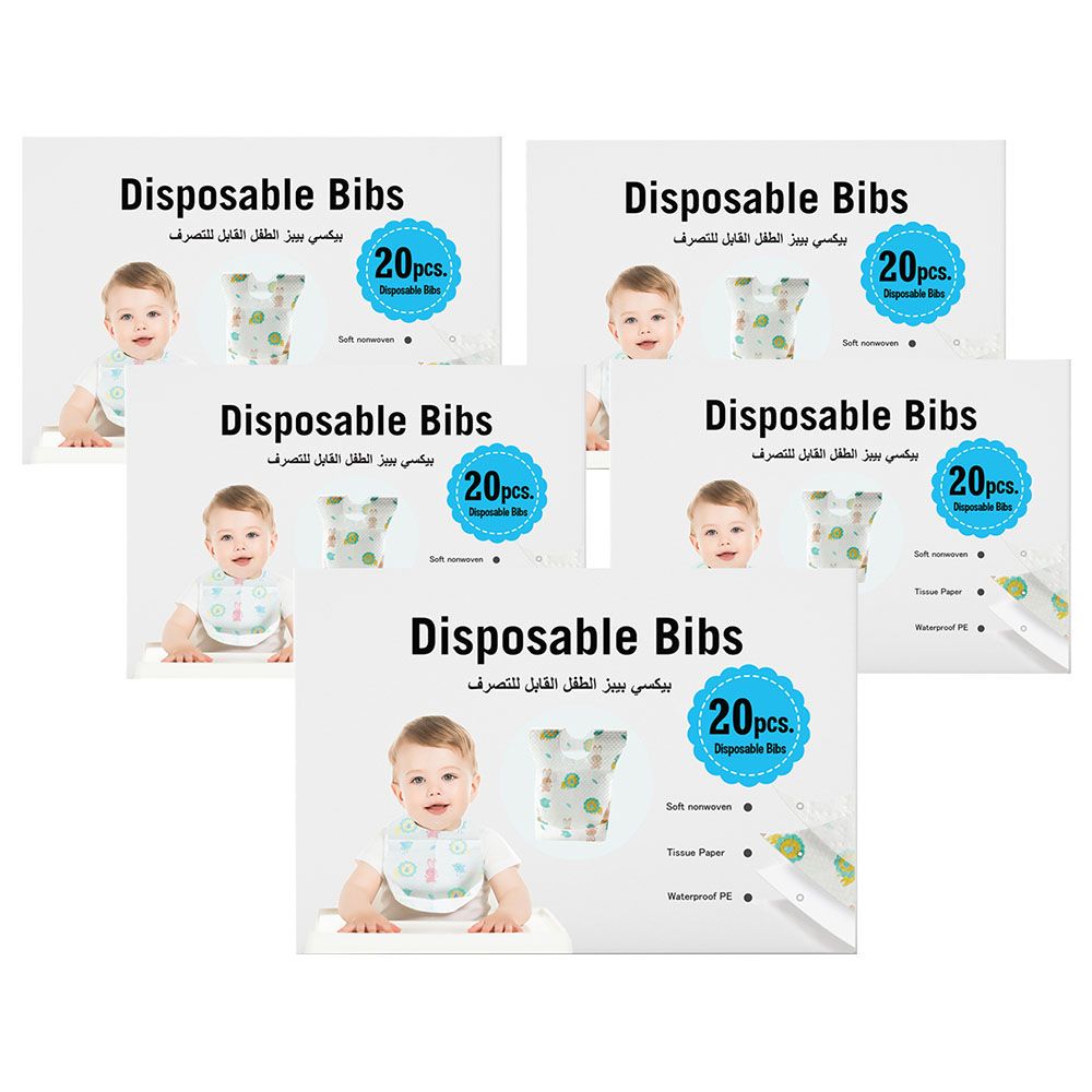 Pixie - Disposable Bibs 20Pcs - (Pack of 5) 