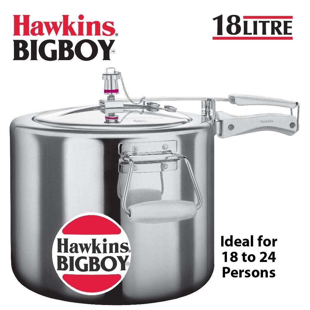 Hawkins BigBoy Aluminium Pressure Cooker, 18 Litres, Silver