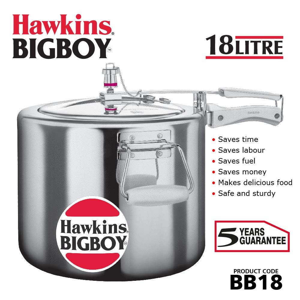 Hawkins BigBoy Aluminium Pressure Cooker, 18 Litres, Silver