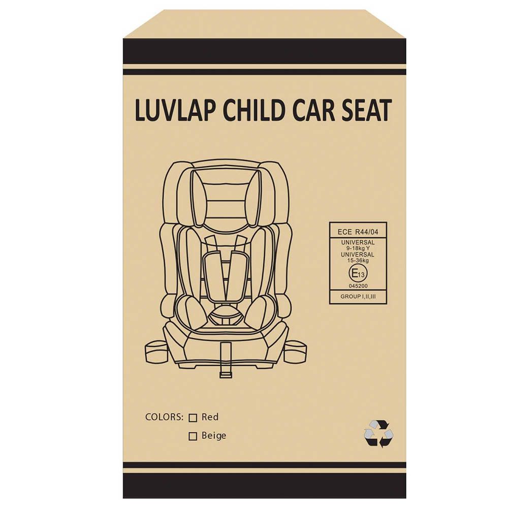 Luvlap - 3 In 1 Child Car Seat With Foldable Cup Holder, Red