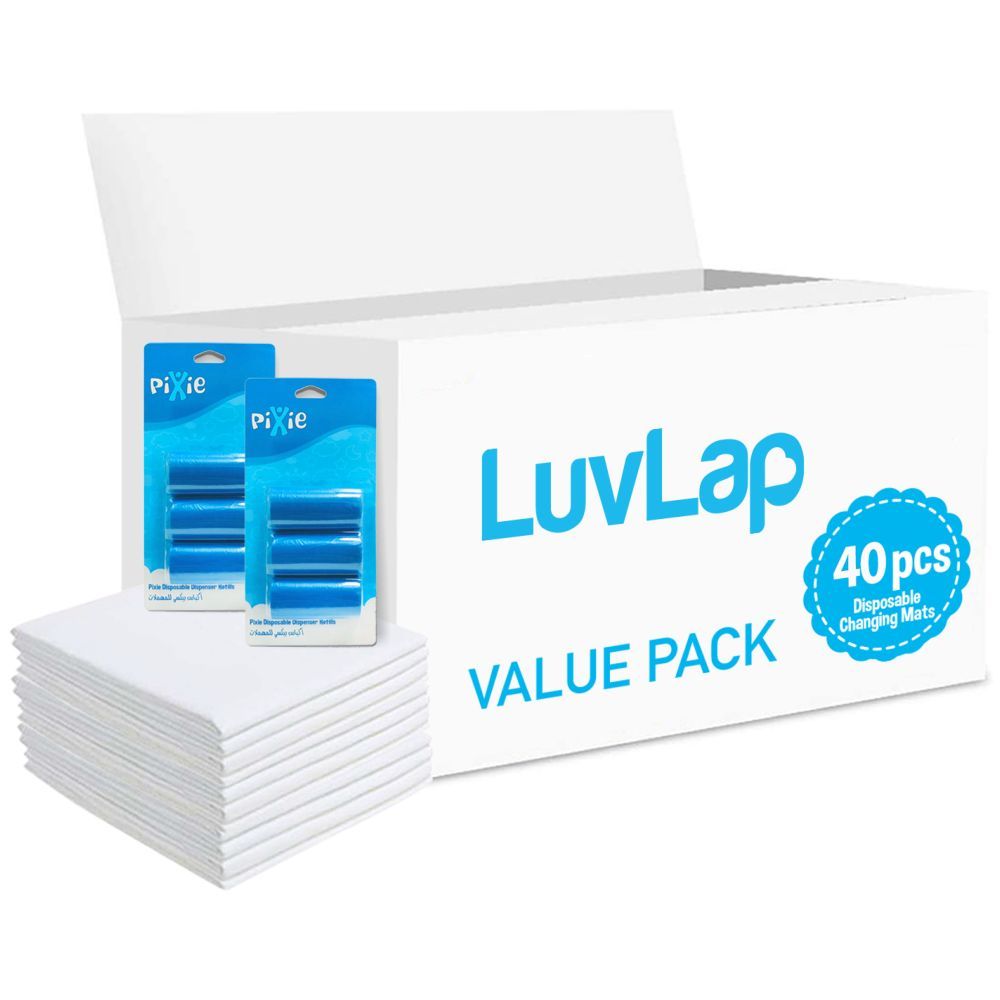 Luvlap - Changing Mats 40 + Pack Of 2 Refill Blue 120 Nappy Bags