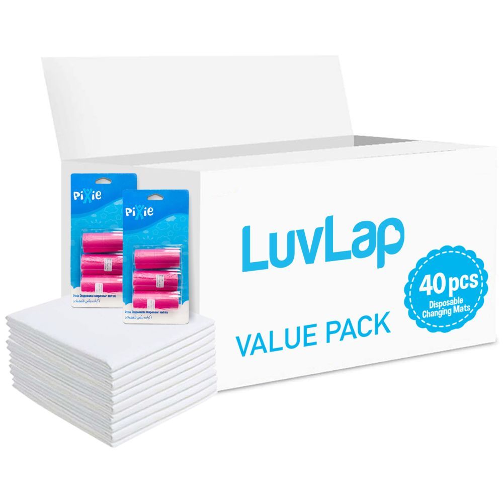 Luvlap - Changing Mats 40 + Pack Of 2 Refill Pink 120 Nappy Bags