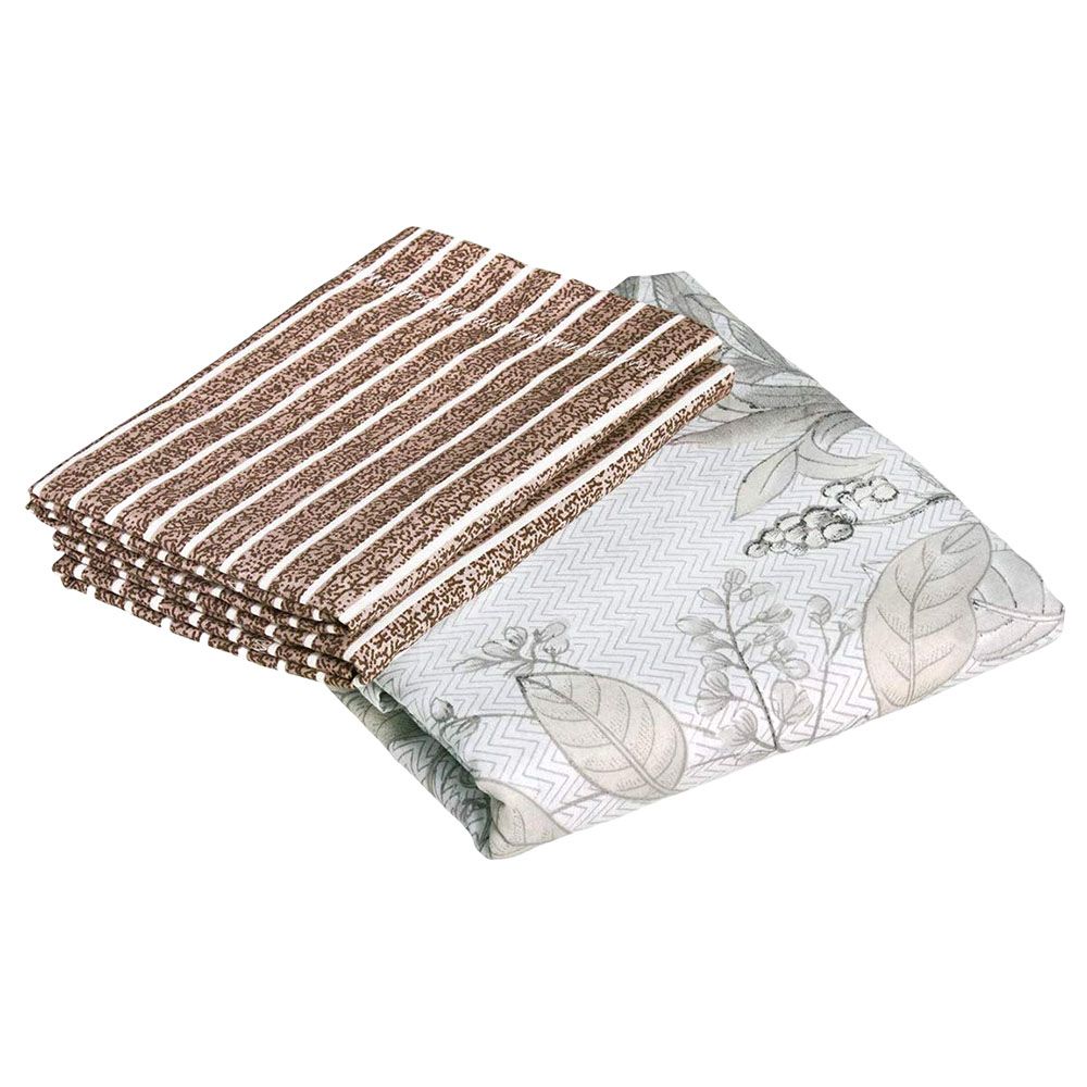 Story@Home Design Bedsheets W/ 2 Pillow Covers, Brown/White