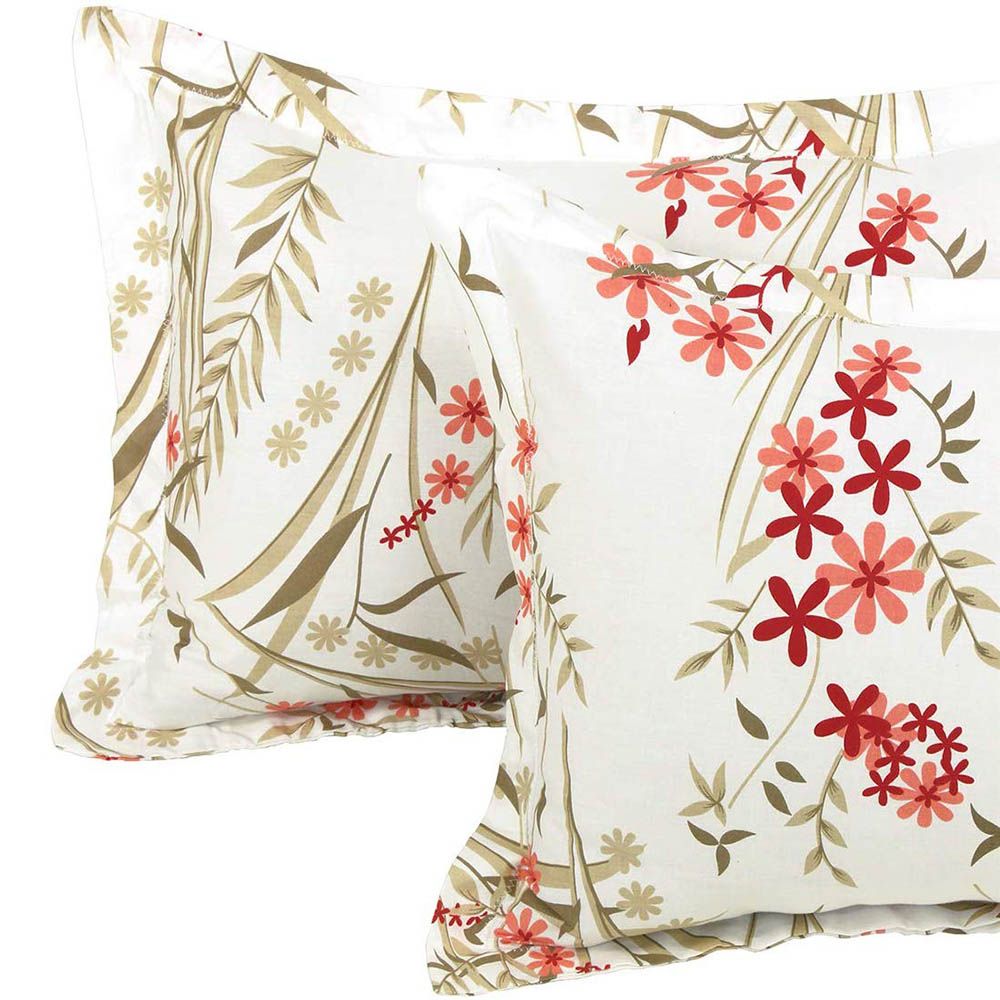 Story@Home - Double Bedsheet W/ 2 Pillow Cover, White/Orange