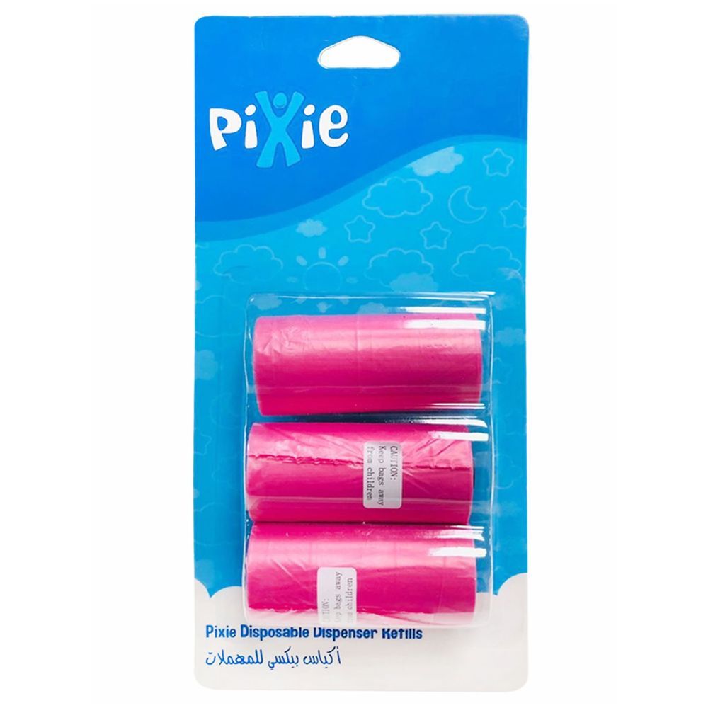 Pixie - Changing Mats 40 + Pack Of 2 Refill Pink 120 Nappy Bags