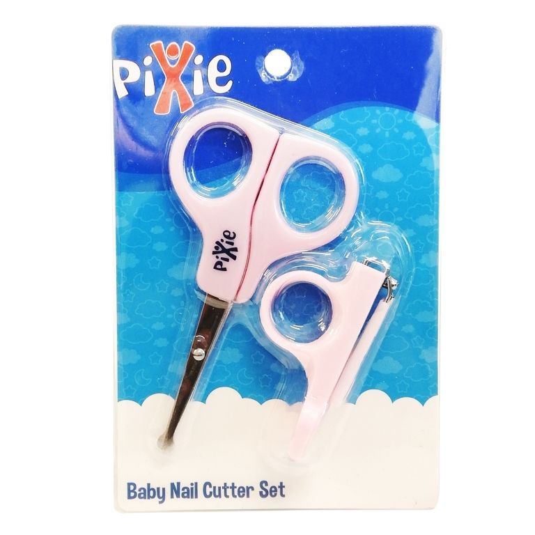 Pixie - Baby Nail Cutter Set + Baby Nail Cutter & Scissors - Pink