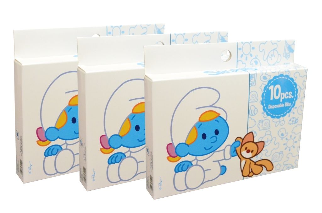 Smurf - Disposable Bibs, Box of 10pcs. (Bundle of 3)