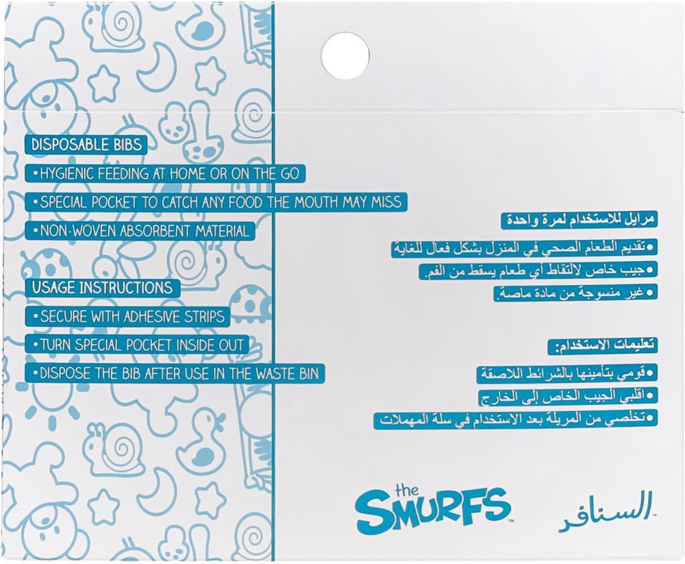 Smurf - Box of 20 Disposable Bibs with Smurf - Disposable Toilet Seat Covers, 10pcs