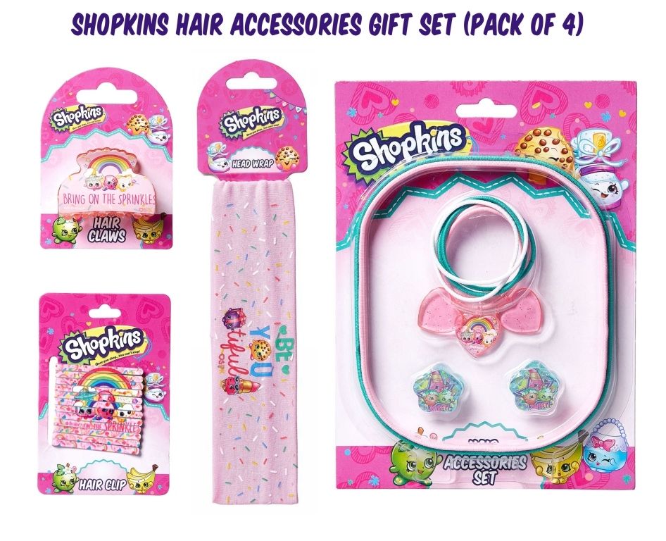 Shopkins Hair Accessories Gift Set, Light Pink (Pack of 4)