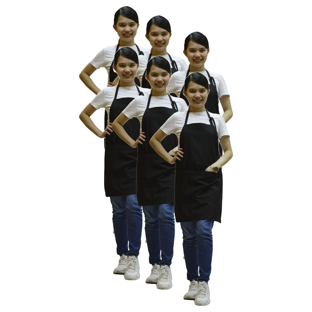 Veronica - Polycotton Apron Pack Of 6 - Black