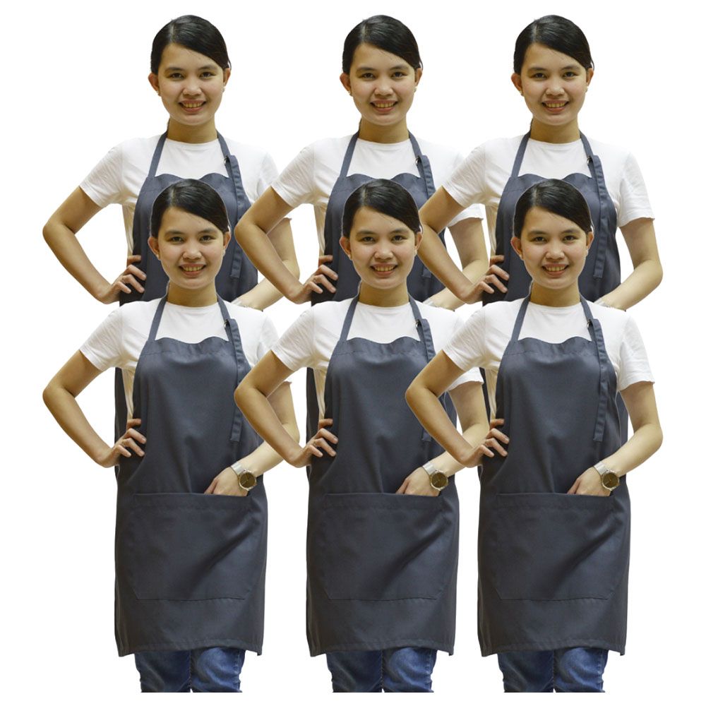 Veronica - Polycotton Apron Pack Of 6 - Dark Grey