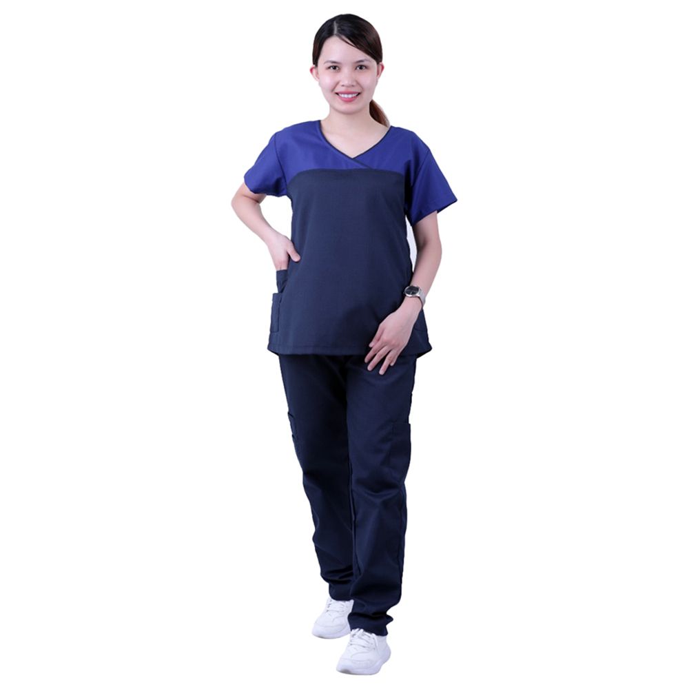 Veronica - Poly Cotton Scrub Suit/Medical Uniform - Blue