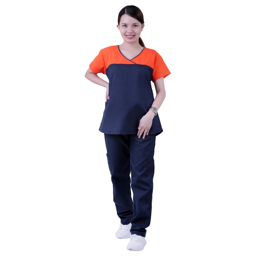 Veronica - Poly Cotton Scrub Suit/Medical Uniform - Orange