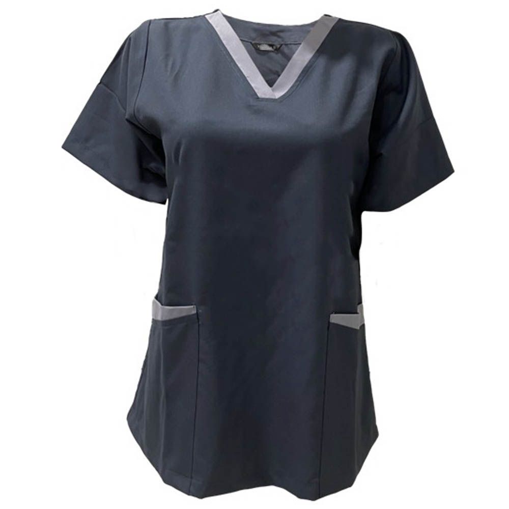 Veronica - 2pc-Set - Medical Scrub Suit For Ladies - Dark Grey