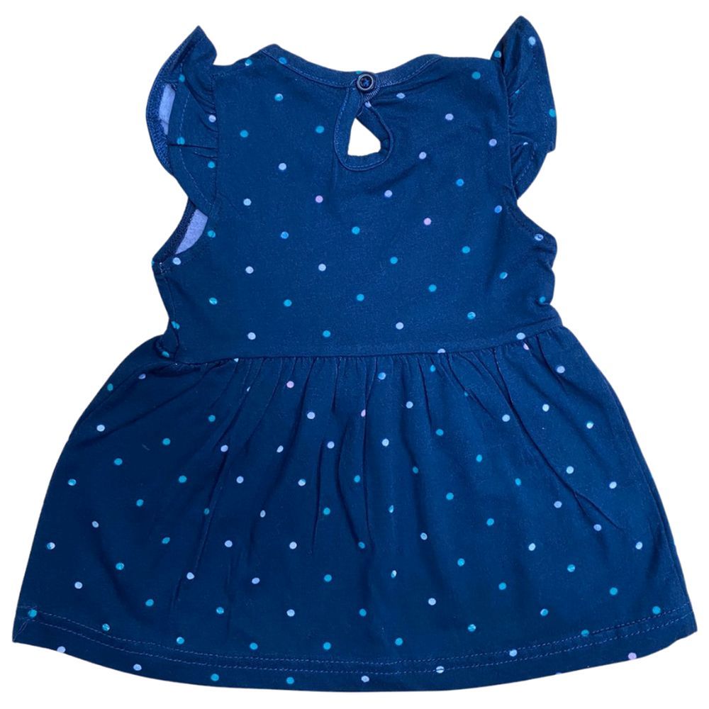 Veronica - Polka Dots Print Baby Girl Dress - Navy