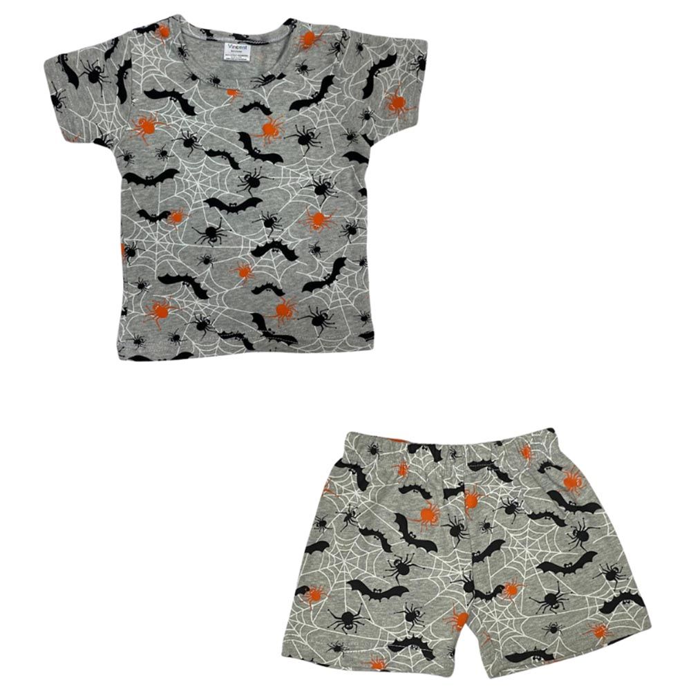 Vincent - Spider Printed T-Shirt And Shorts Set