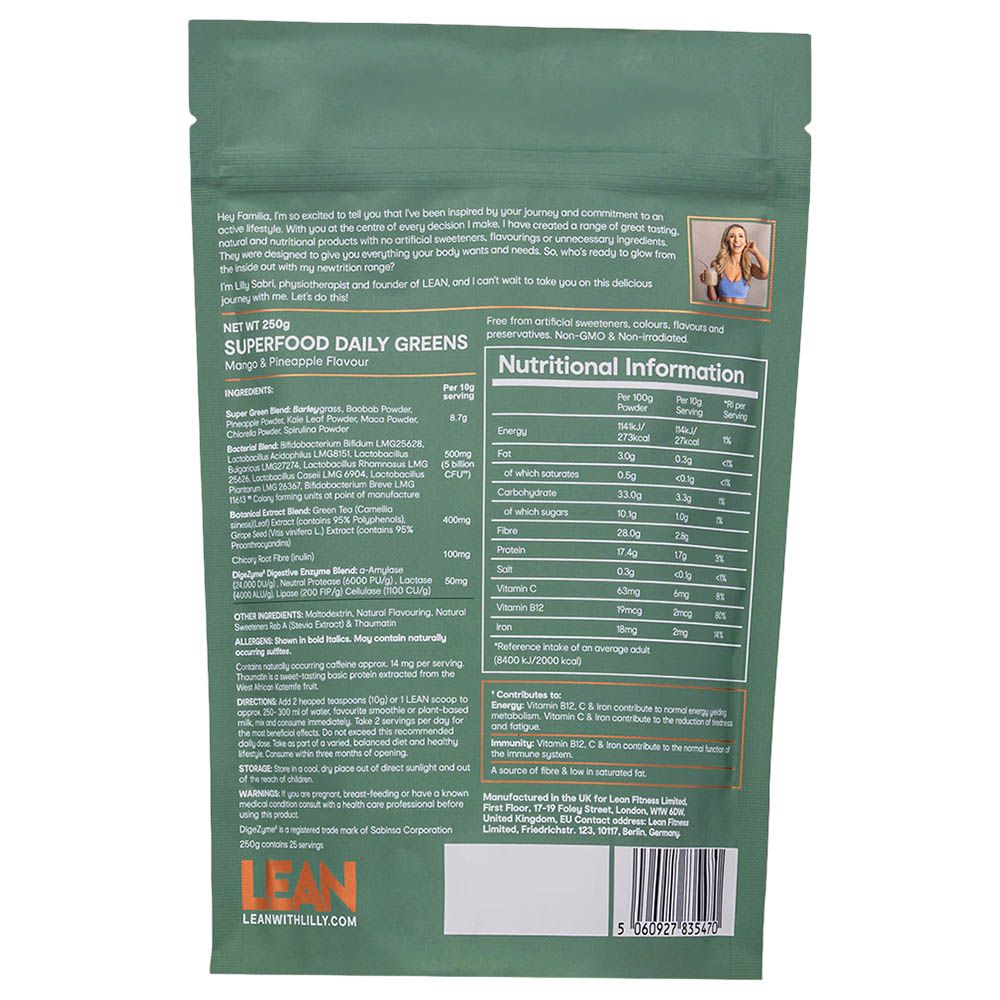 Lean - Superfood Daily Greens Powder Blend - 250 g