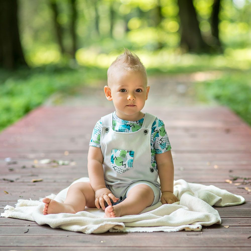 Nini - Organic Blue Pattern Bodysuit