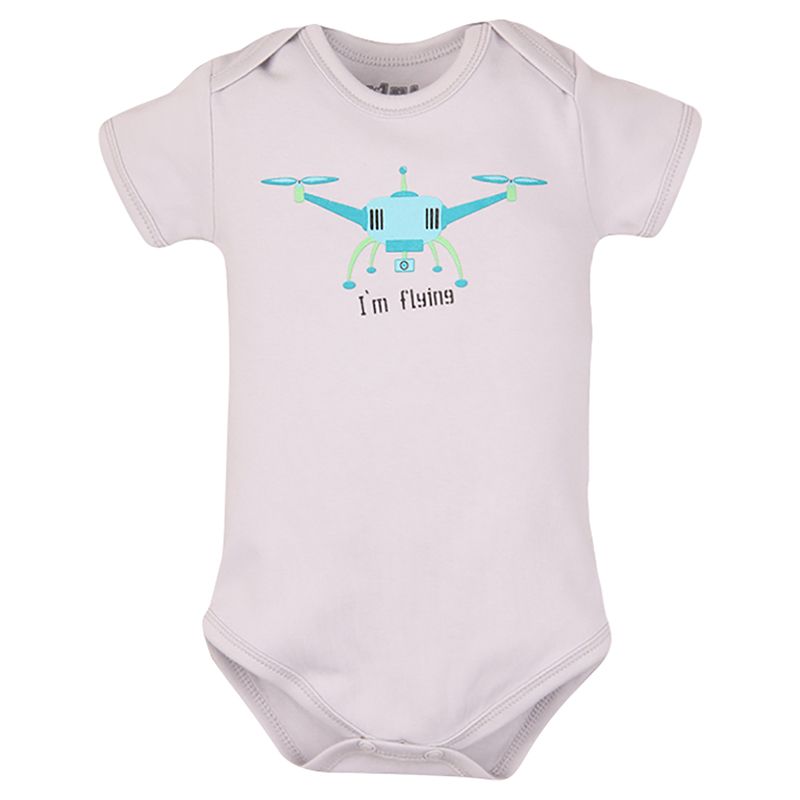 Nini - Drone Design Organic Bodysuit - Grey