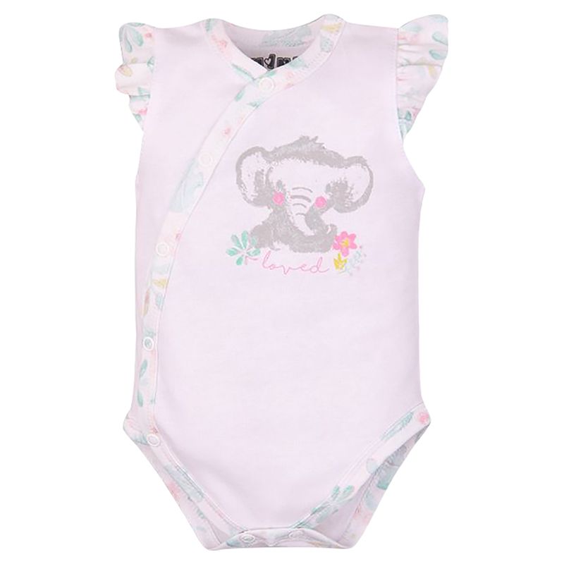 Nini - Elephant Design Organic Infant Bodysuit - Pink