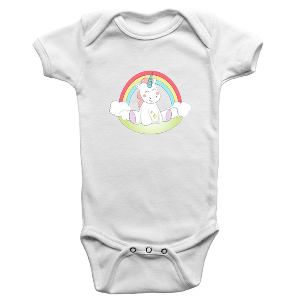 Twinkle Hands - Baby Unicorn Bodysuit - White