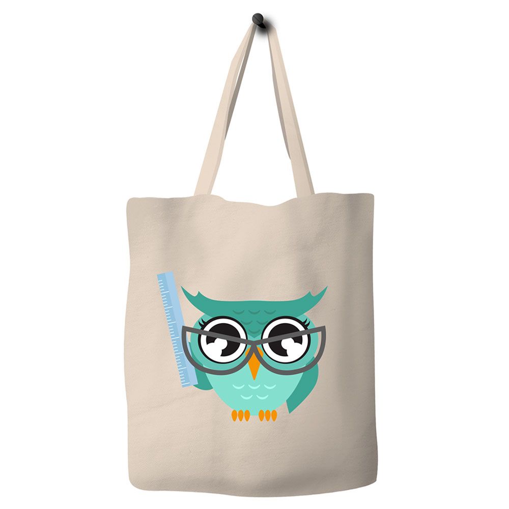 Save The Ocean - Green Owl Canvas Tote Bag