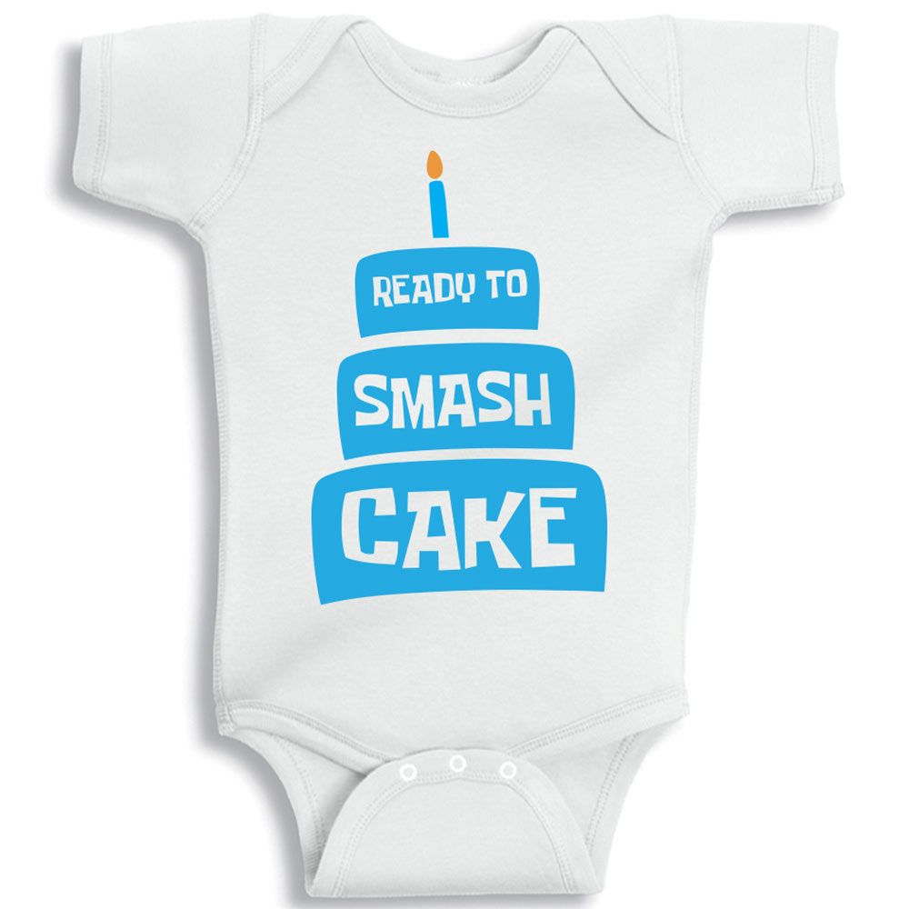 Twinkle Hands - Ready To Smash Cake Boy Onesie - White