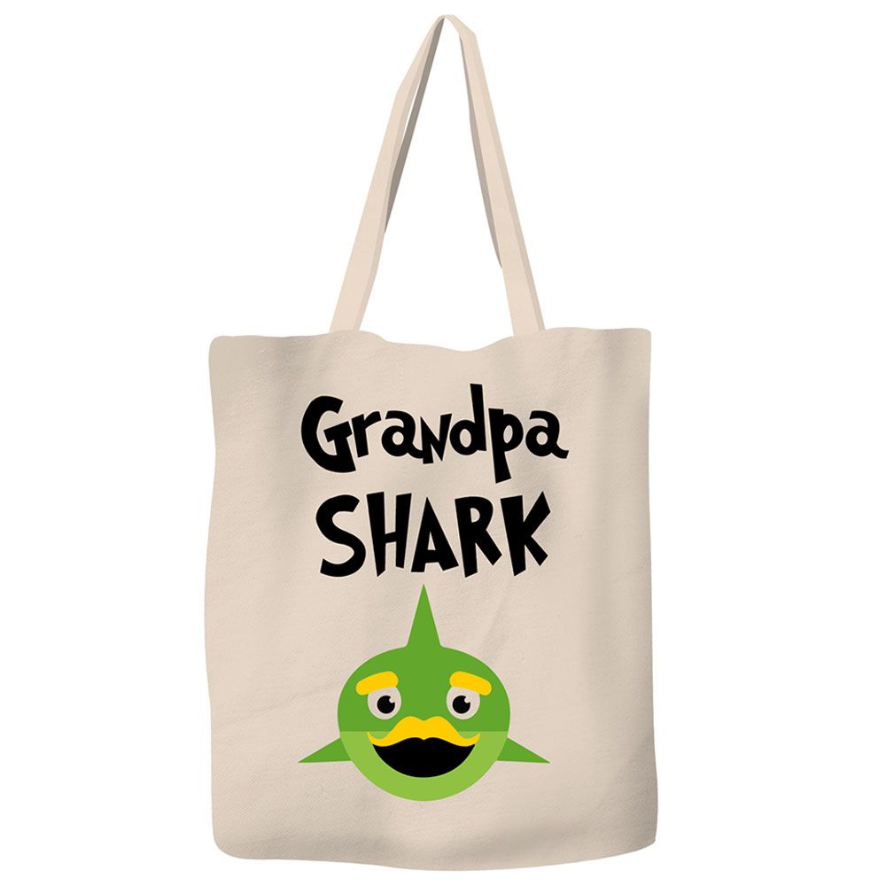 Save The Ocean - Durable Canvas Tote Eco Bag - Grandpa Shark