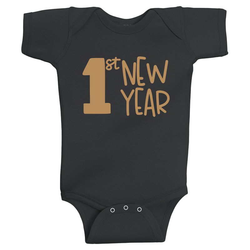 Twinkle Hands - First New Year Baby Bodysuit - Black