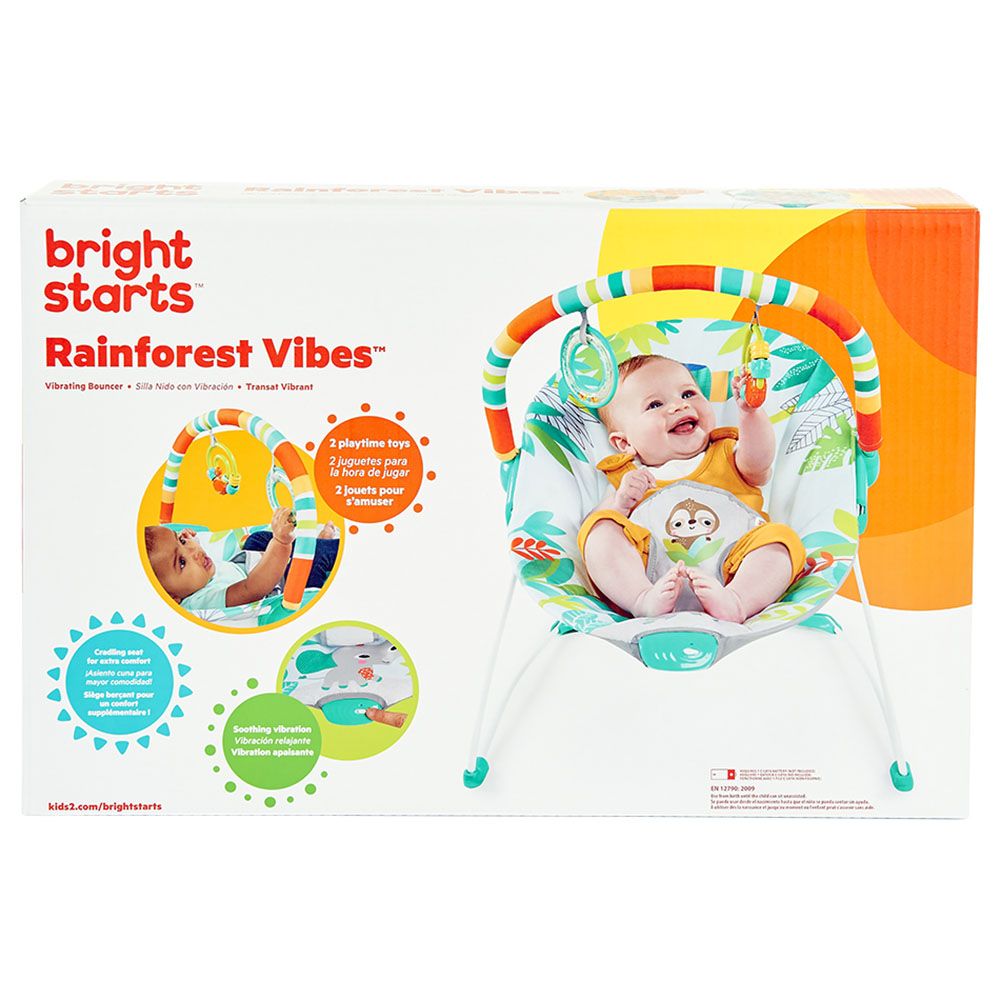 Bright Starts - Rainforest Vibes Vibrating Bouncer - Blue