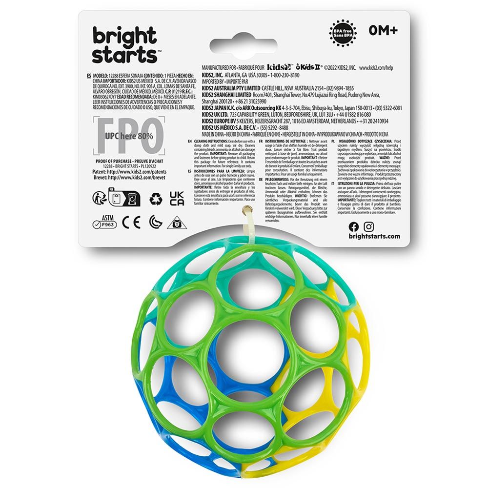 Bright Starts - Oball Classic Easy-Grasp Toy - Blue/Green