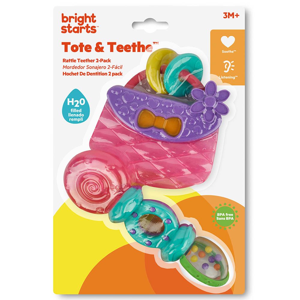 Bright Starts - Tote & Teethe Rattle Teether - 2pcs