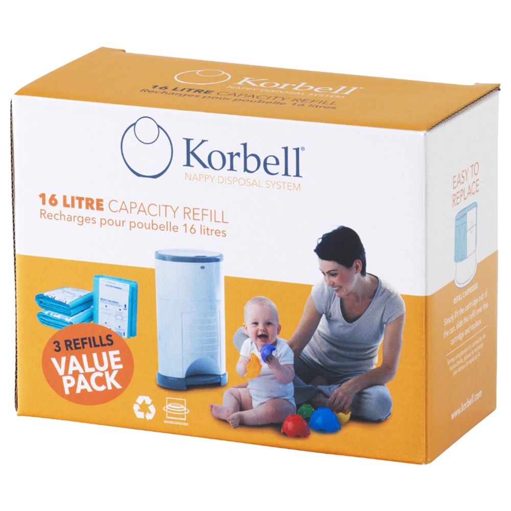 Korbell - Standard Nappy Bin Refill Pack Of 3