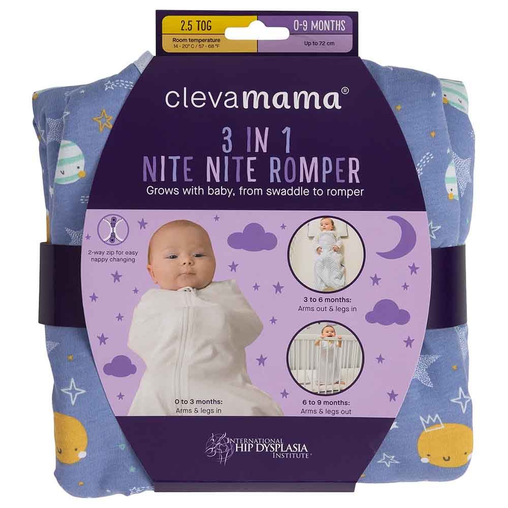 Clevamama - Nite Nite Romper - 2.5 Tog - 3-in-1 - Blue