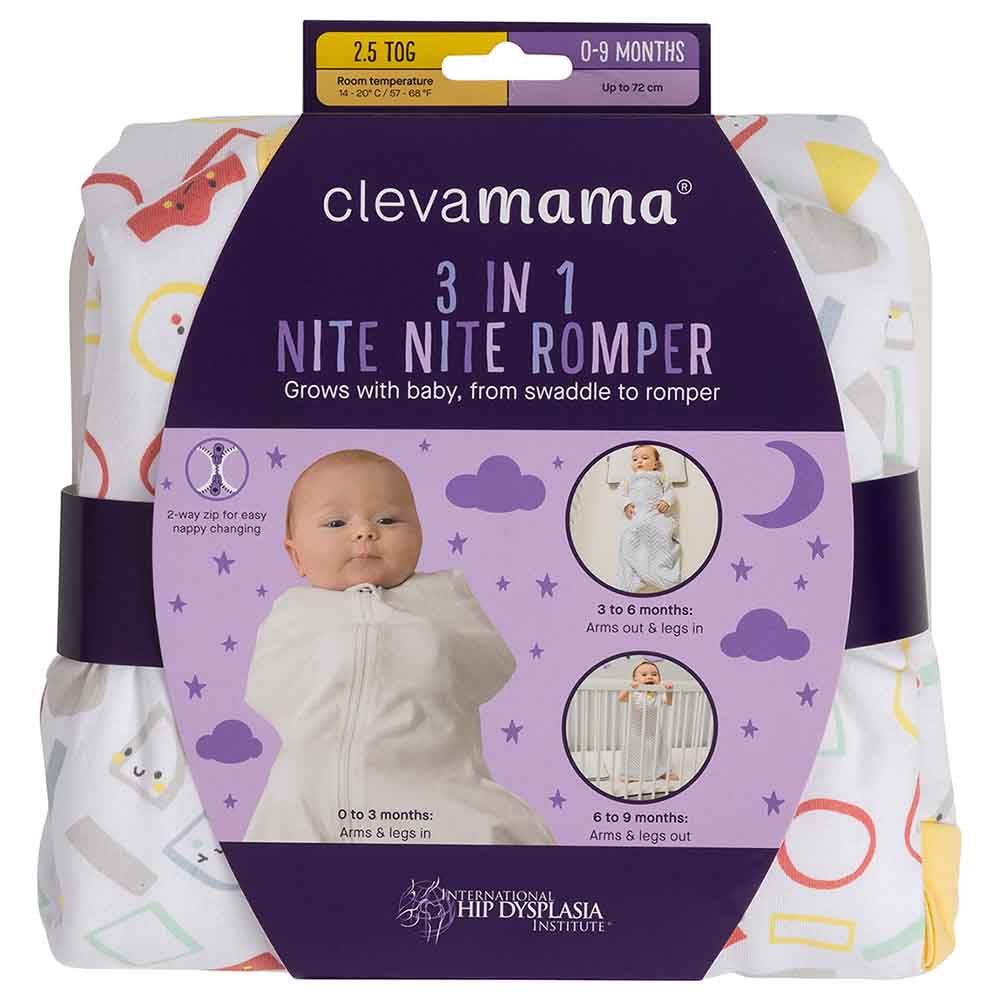 Clevamama - Nite Nite Romper - 2.5 Tog - 3-in-1 - Yellow