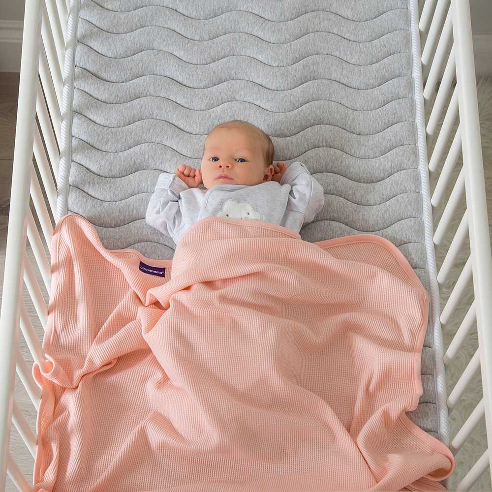 Clevamama - Waffle Weave Cotton Blanket Crib - 70x90cm - Coral