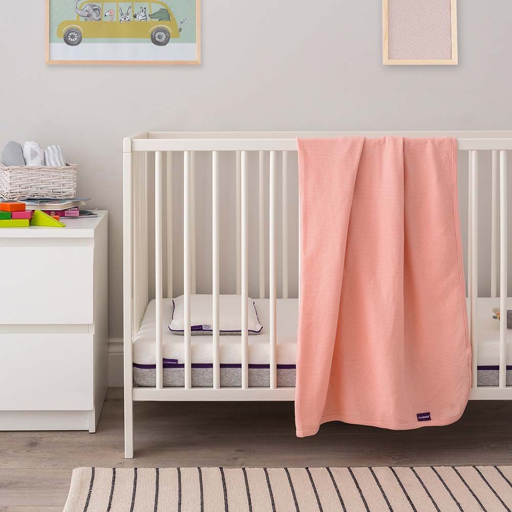 Clevamama - Waffle Weave Cotton Blanket Crib - 70x90cm - Coral